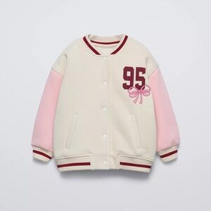 Zara Kids Cream and Pink Hoodie with Patch